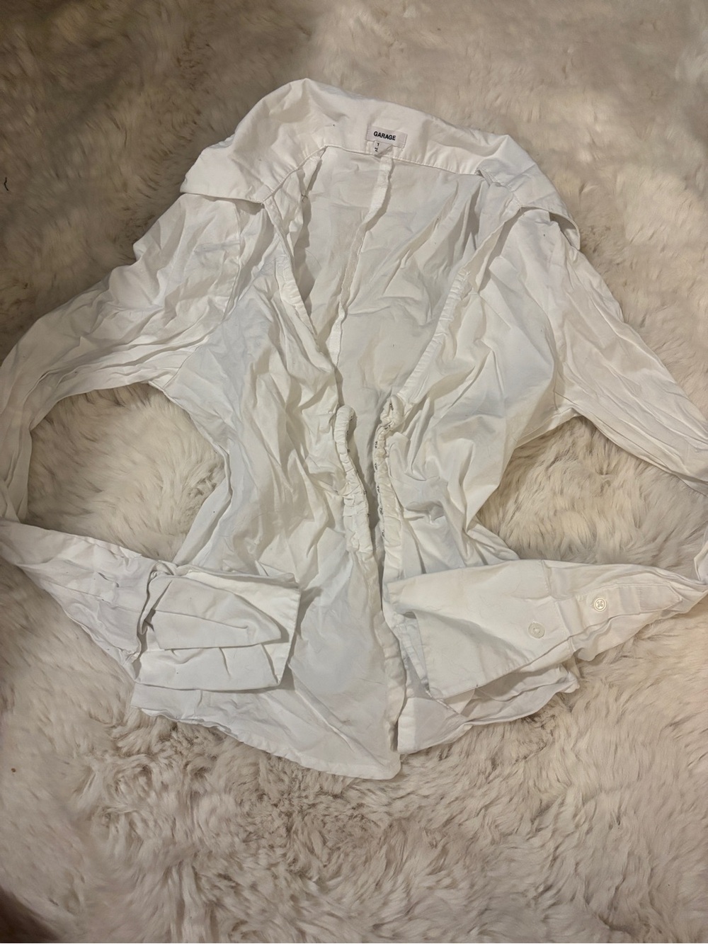 Garage White cotton tight-Waist Button-Front top